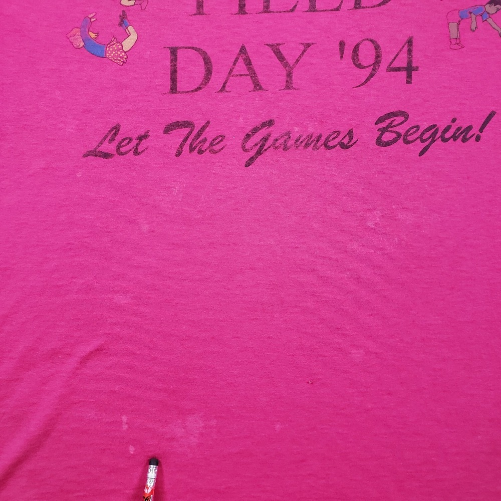 Vintage 90s Paper Thin T Shirt Mens XL Pink Single Stitch 1994 Field Day FOTL - Picture 5 of 10